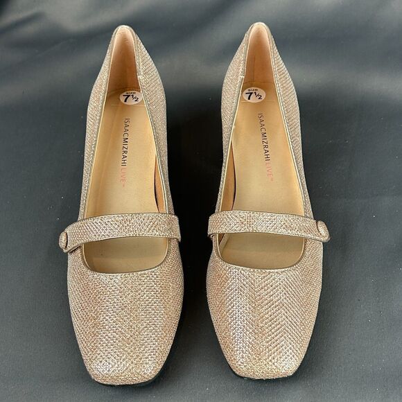 Isaac Mizrahi Live  Scarlet Rose Gold Glitter Mary Jane Pumps Shoes NEW Size 7.5 - Picture 3 of 16